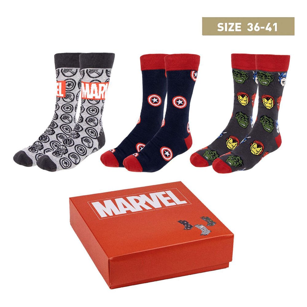 Marvel Socken 3er-Pack Avengers 36-41 - Smalltinytoystore