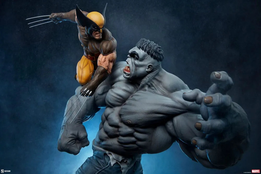 Marvel Statue Grey Hulk vs Wolverine 58 cm - Smalltinytoystore