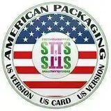 Siegel mit US-Flagge und „American Packaging“, STTS Smalltinytoystore US Version Card.