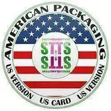 Siegel mit US-Flagge und „American Packaging“, STTS Smalltinytoystore US Version Card.