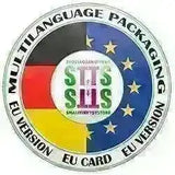 EU Multilanguage Packaging Logo mit Deutschland-Flagge, EU-Sternen und Smalltinytoystore STTS Symbol.