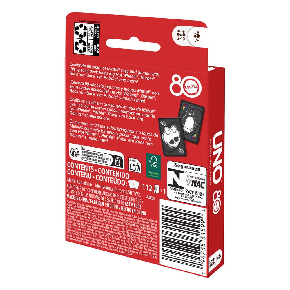 Mattel 80th Anniversary UNO Kartenspiel Ruby Red - Smalltinytoystore