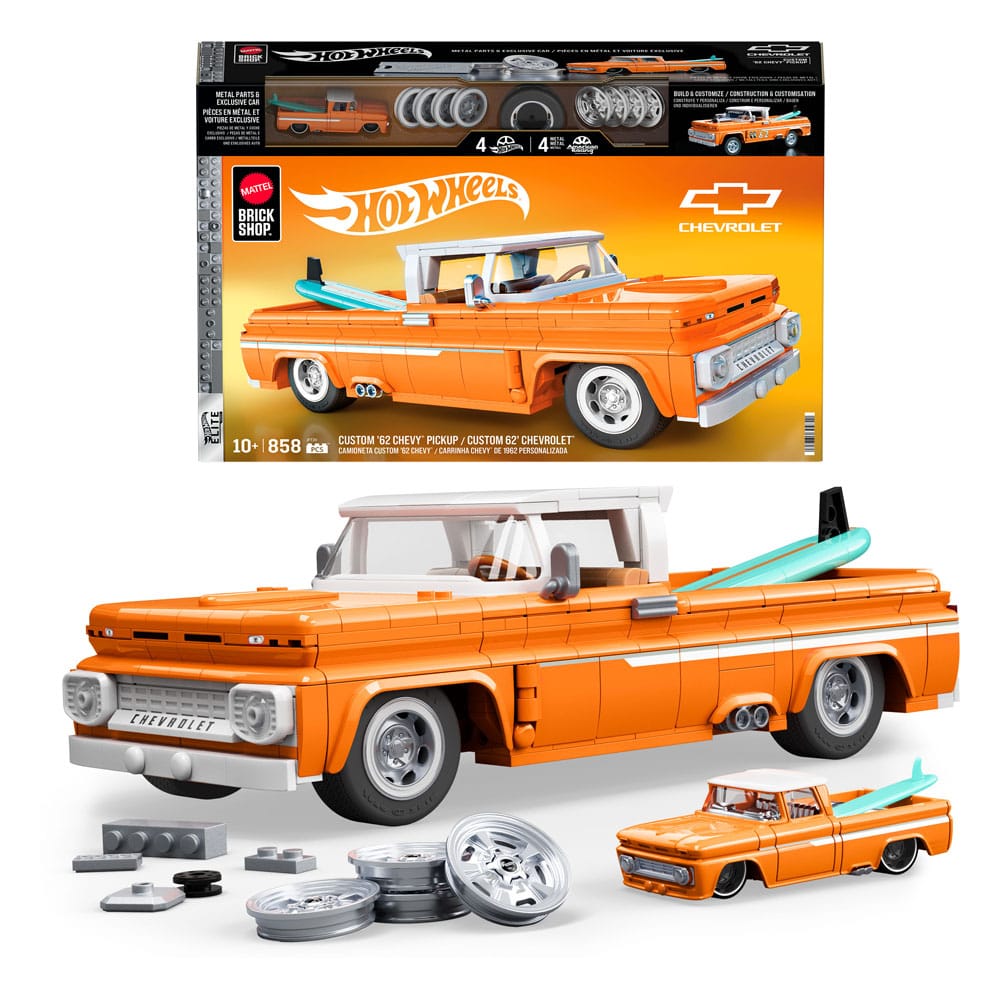 Mattel Brick Shop Hot Wheels Elite Series Bauset 1/16 Custom '62 Chevy Pickup - Smalltinytoystore