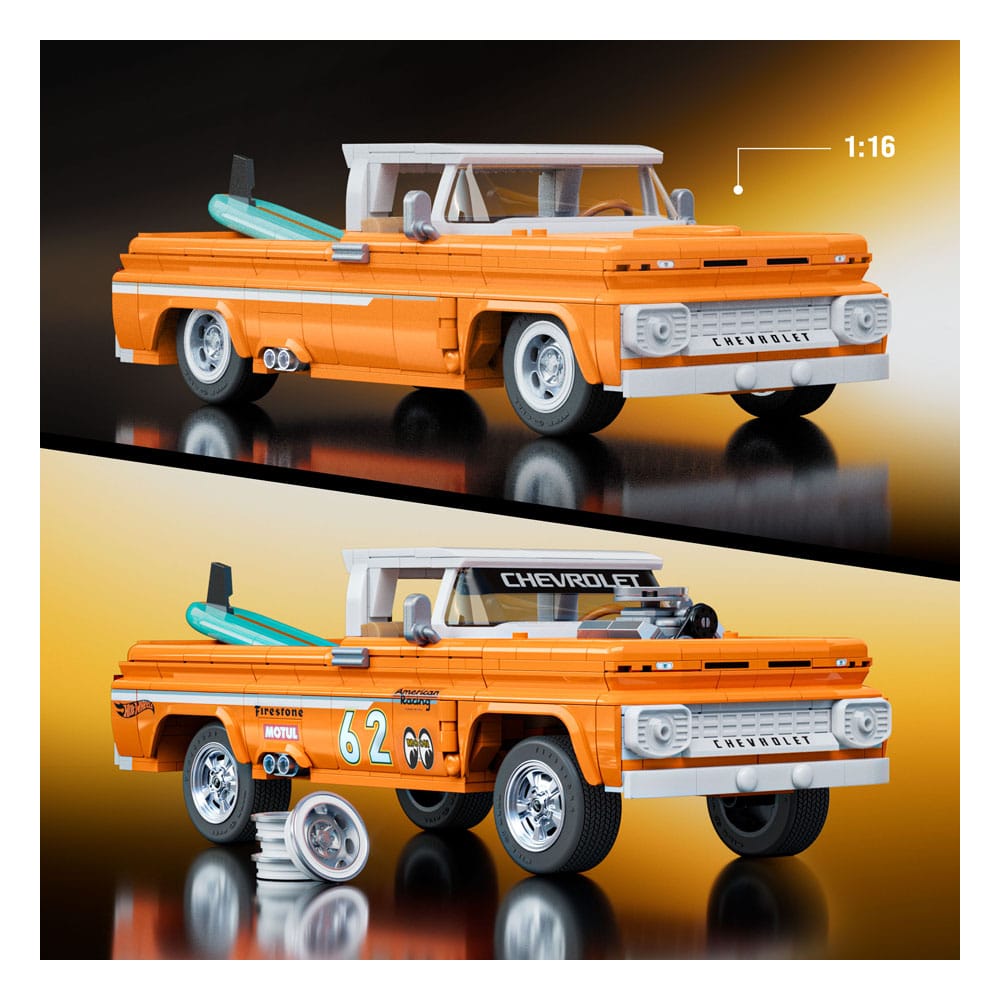 Mattel Brick Shop Hot Wheels Elite Series Bauset 1/16 Custom '62 Chevy Pickup - Smalltinytoystore