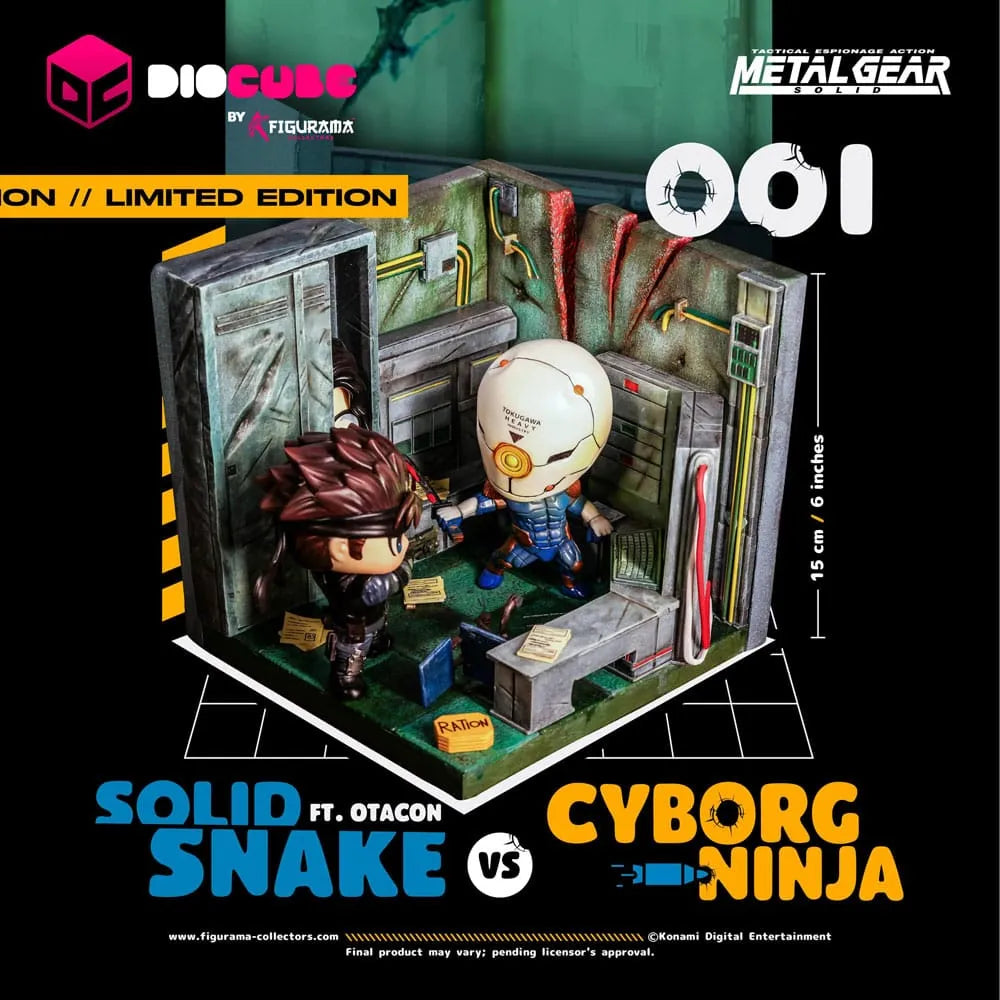 Metal Gear Solid DioCube PVC Diorama Solid Snake Vs Cyborg Ninja Ft Otacon 15 cm - Smalltinytoystore