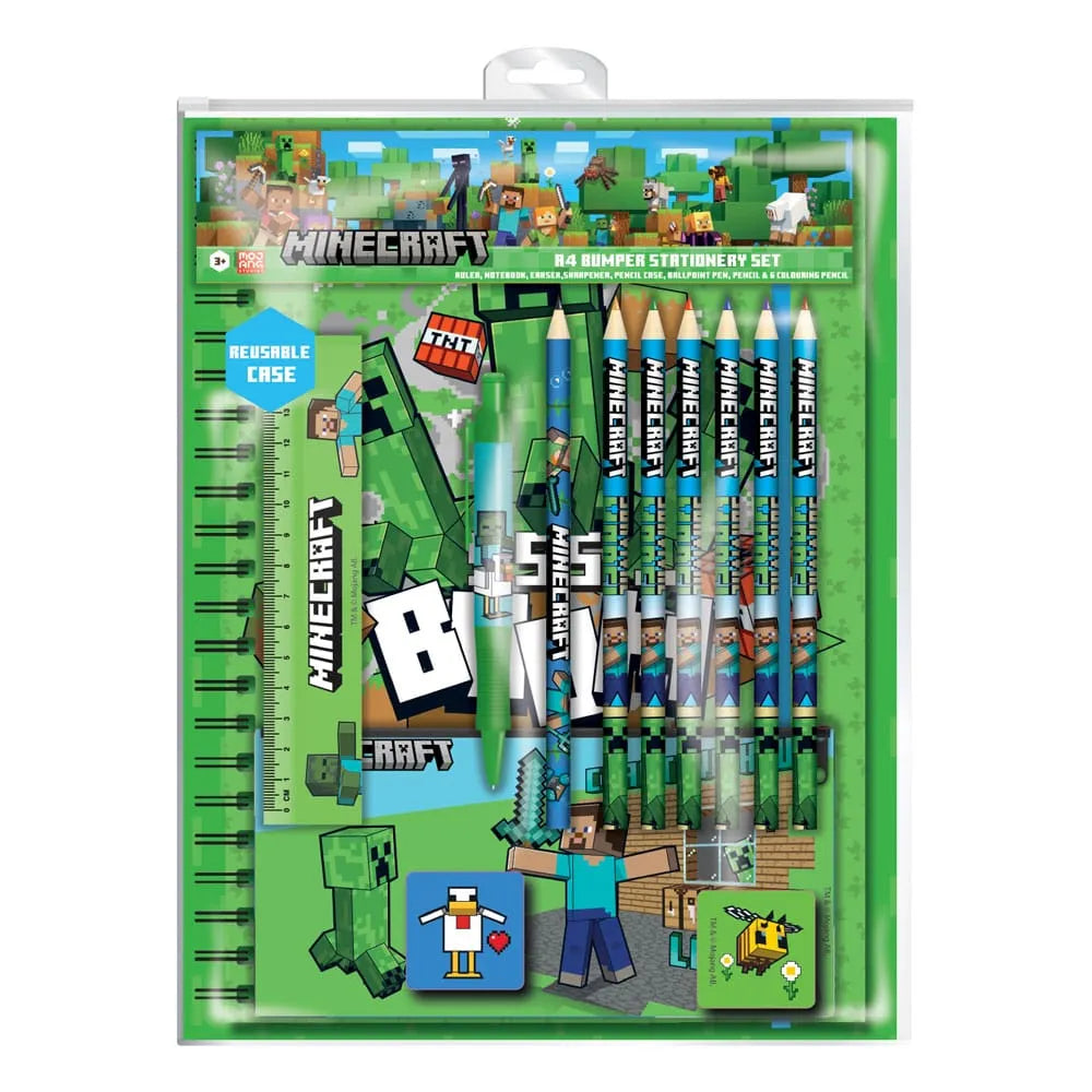 Minecraft Schreibset 12-teilig A4 Bumper - Smalltinytoystore