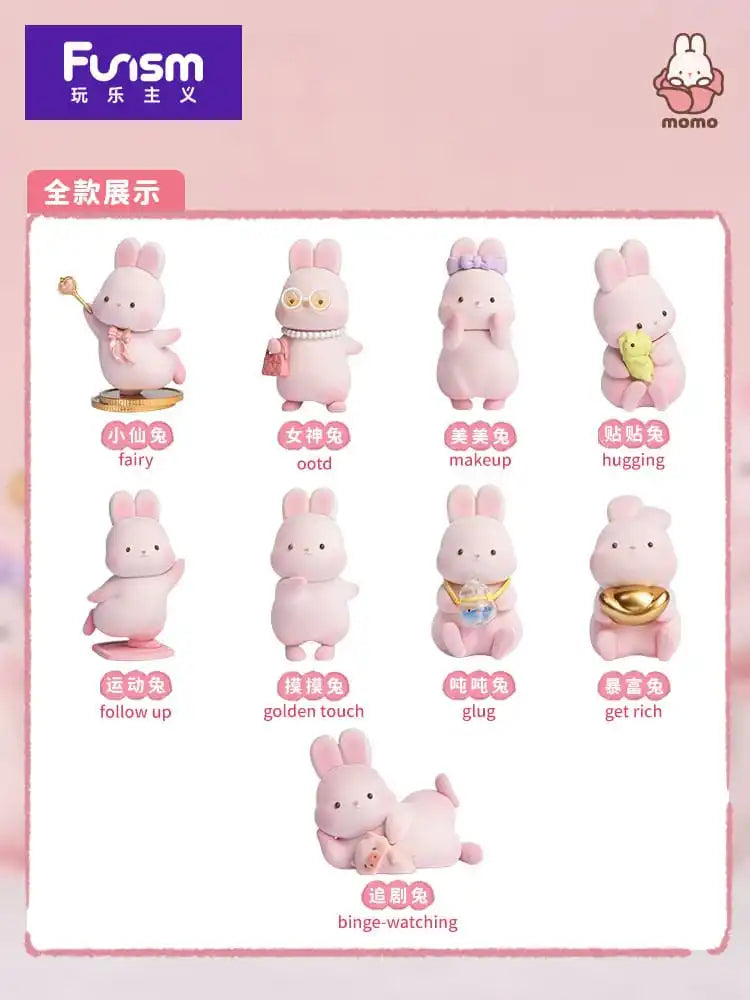 Momo Bunny Daily Series Minifiguren 10 cm Display (9) - Smalltinytoystore