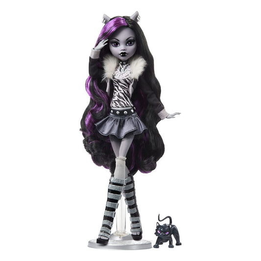 Monster High Reel Drama Puppe Clawdeen Wolf in Schwarzweiß - Smalltinytoystore