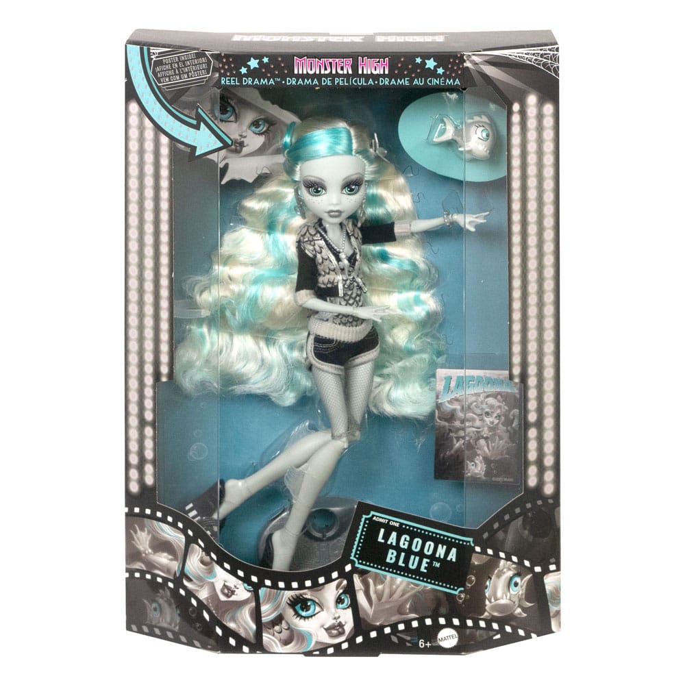 Monster High Reel Drama Puppe Lagoona Blue in Schwarzweiß - Smalltinytoystore