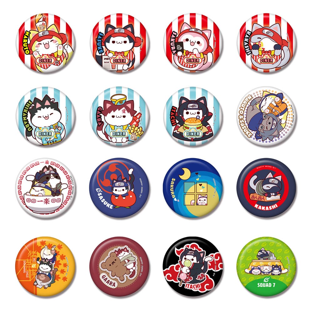 Naruto Mega Cat Project Nyaruto! Metall Ansteck-Buttons 5 cm Sortiment (16) - Smalltinytoystore