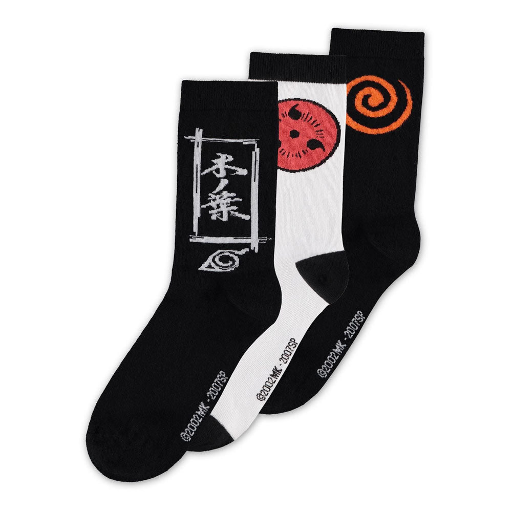 Naruto Shippuden Socken 3er-Pack Sasuke Symbol 39-42 - Smalltinytoystore
