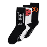 Naruto Shippuden Socken 3er-Pack Sasuke Symbol 39-42 - Smalltinytoystore