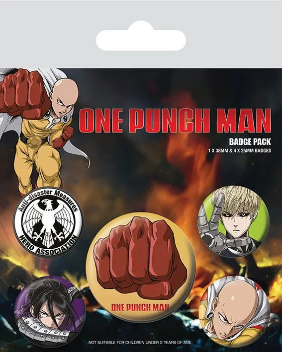 One Punch Man Ansteck-Buttons 5er-Pack Destructive - Smalltinytoystore