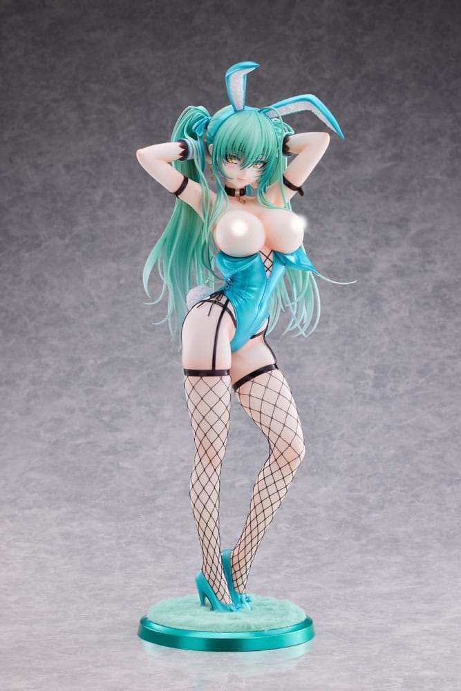 Original Character PVC Statue 1/4 Green Twin Tail Bunny-chan Fishnet Tights Ver. 43 cm - Smalltinytoystore