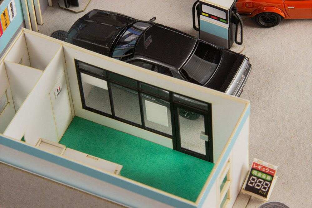 Original Illustration Paper Model Kit 1/64 Gas Station 11 cm (re-run) - Smalltinytoystore