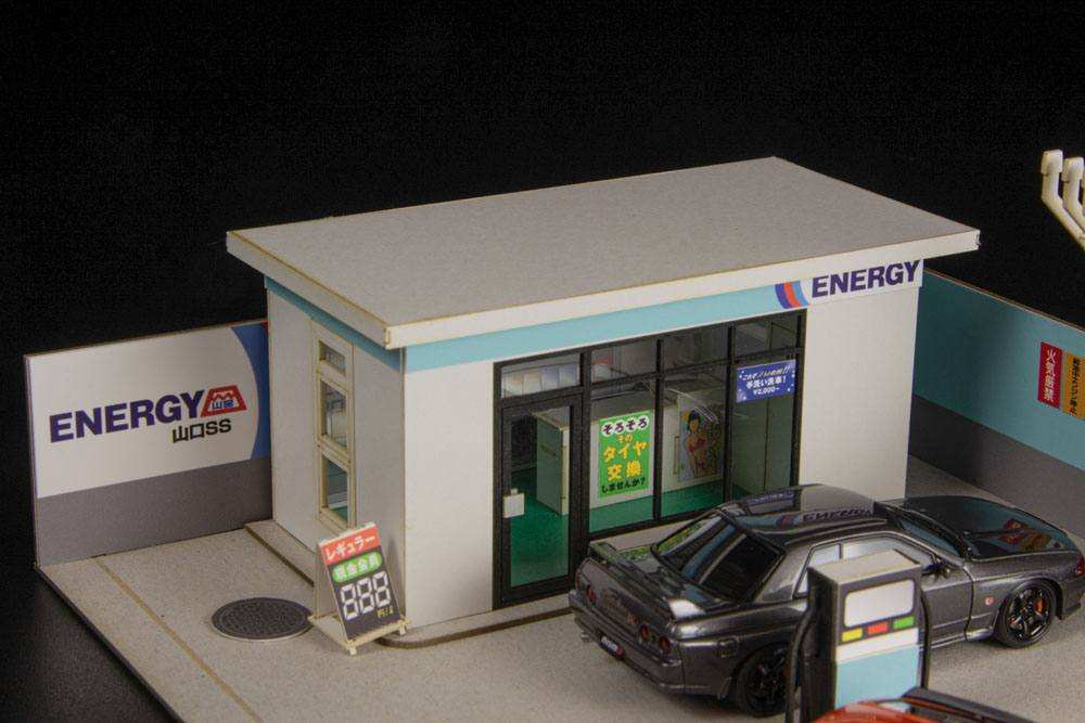 Original Illustration Paper Model Kit 1/64 Gas Station 11 cm (re-run) - Smalltinytoystore