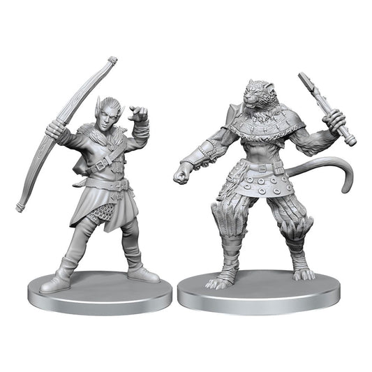 Pathfinder Deep Cuts Miniaturen unbemalt Elf Hunter & Catfolk Bandit - Smalltinytoystore