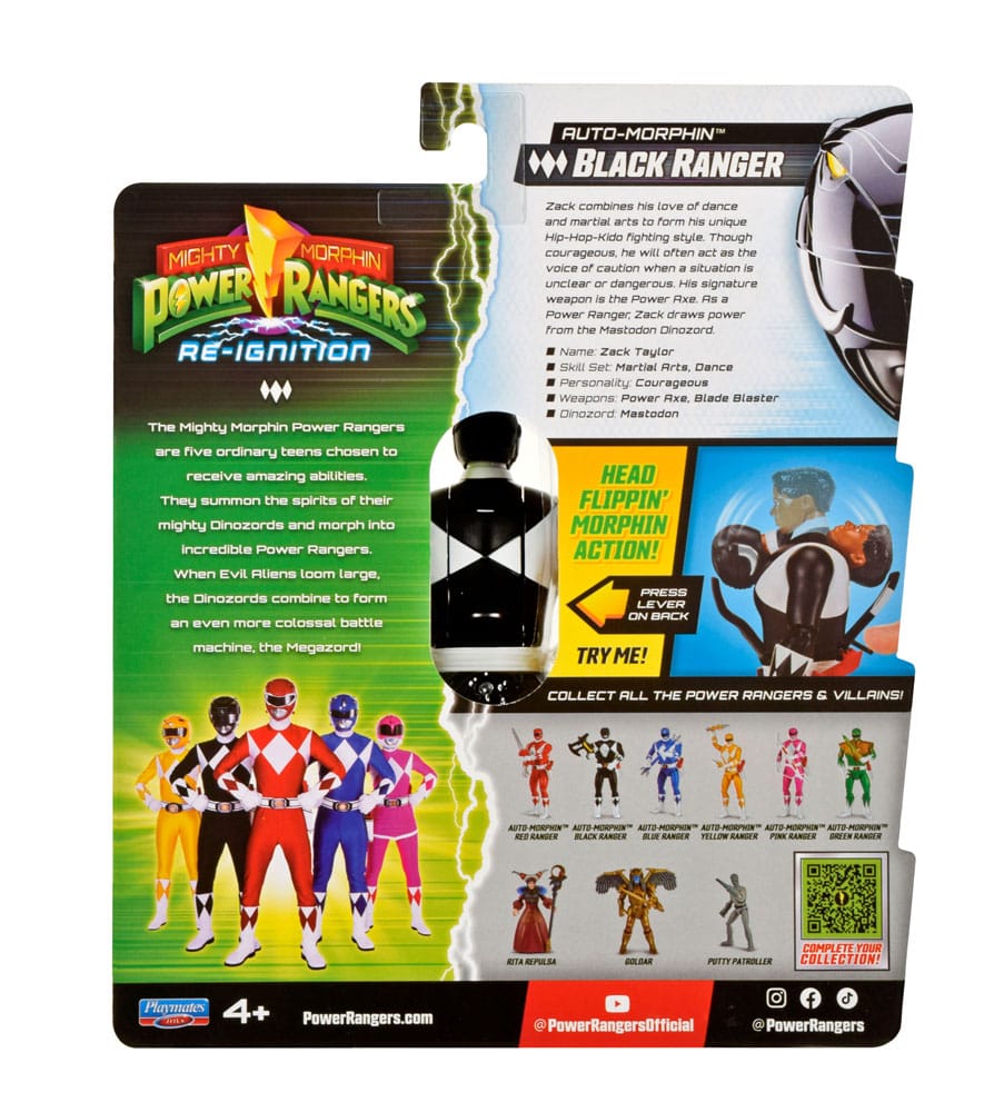 Power Rangers Actionfigur Auto-Morphin Black Ranger 12 cm - Smalltinytoystore