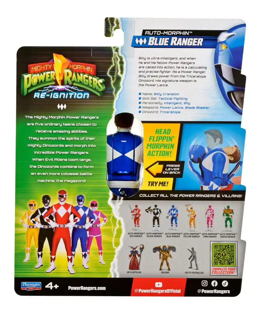 Power Rangers Actionfigur Auto-Morphin Blue Ranger 12 cm - Smalltinytoystore