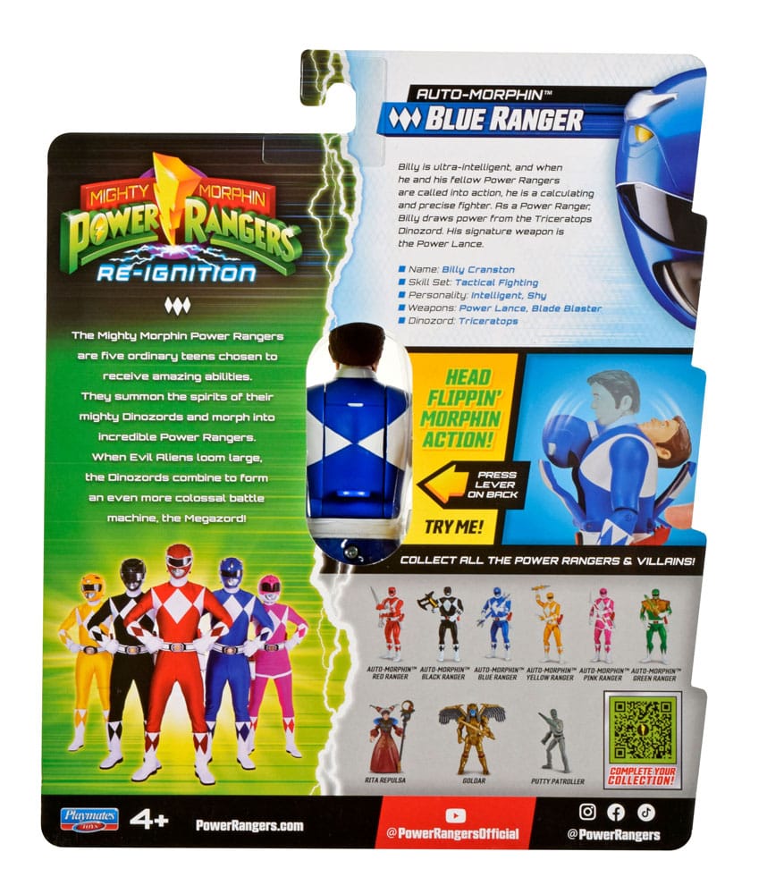 Power Rangers Actionfigur Auto-Morphin Blue Ranger 12 cm - Smalltinytoystore