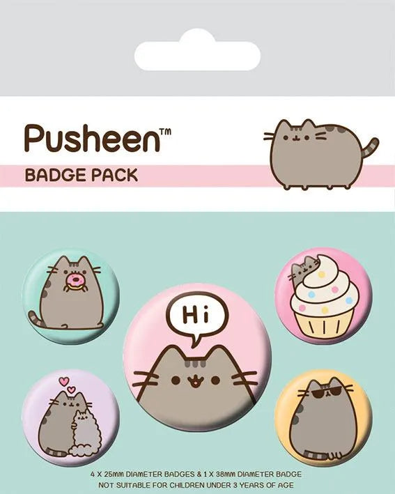 Pusheen Ansteck-Buttons 5er-Pack Pusheen Says Hi - Smalltinytoystore