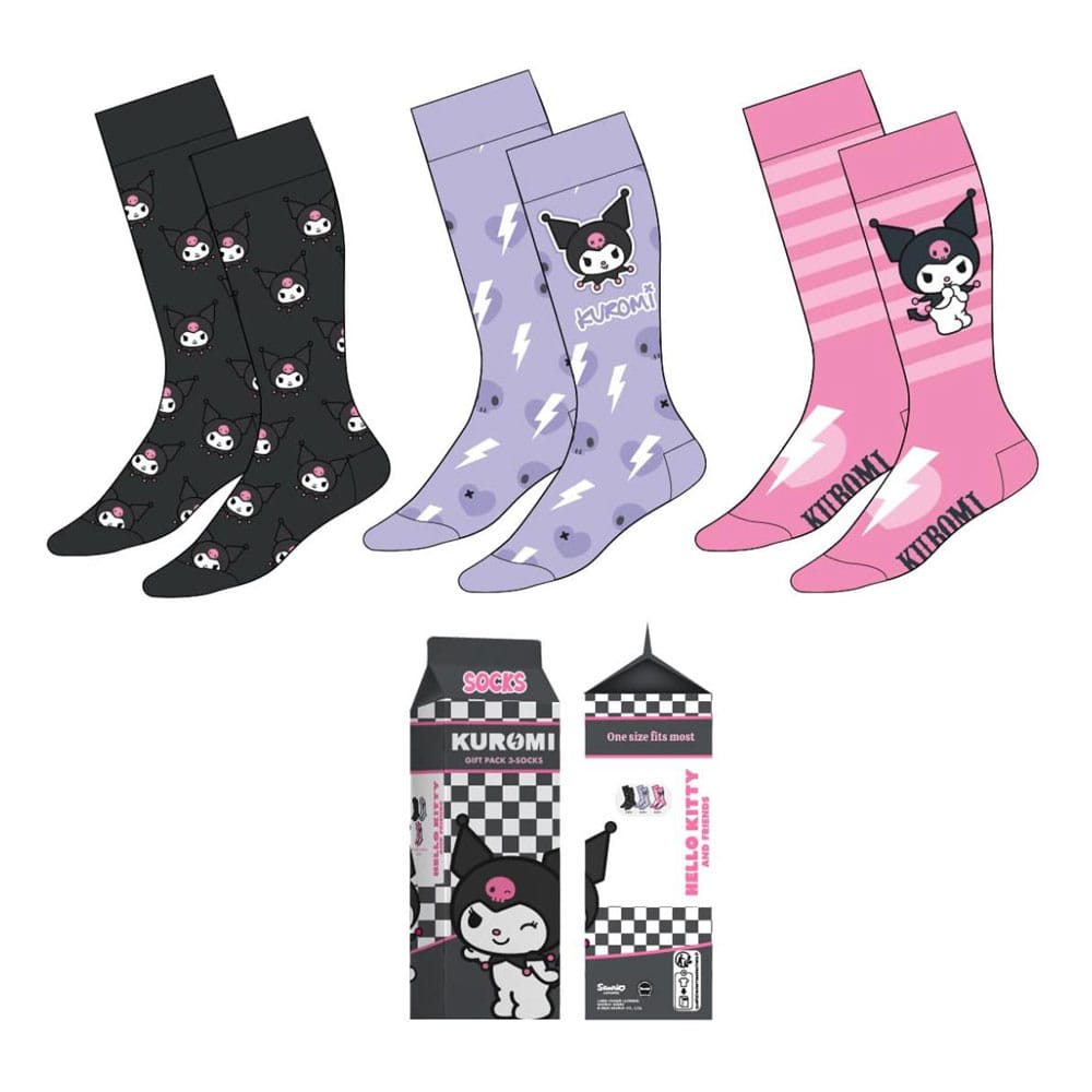 Sanrio Socken 3er-Pack Kuromi 36-43 - Smalltinytoystore