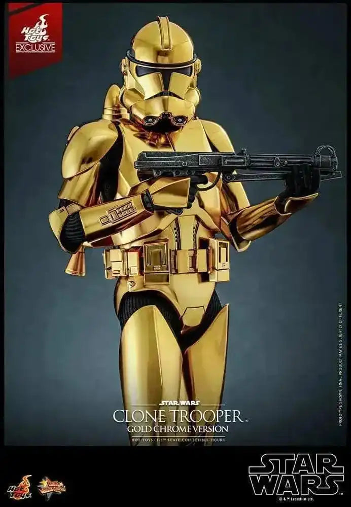 Star Wars 1/6 Clone Trooper (Gold Chrome Version) Exclusive HOT TOYS - Smalltinytoystore