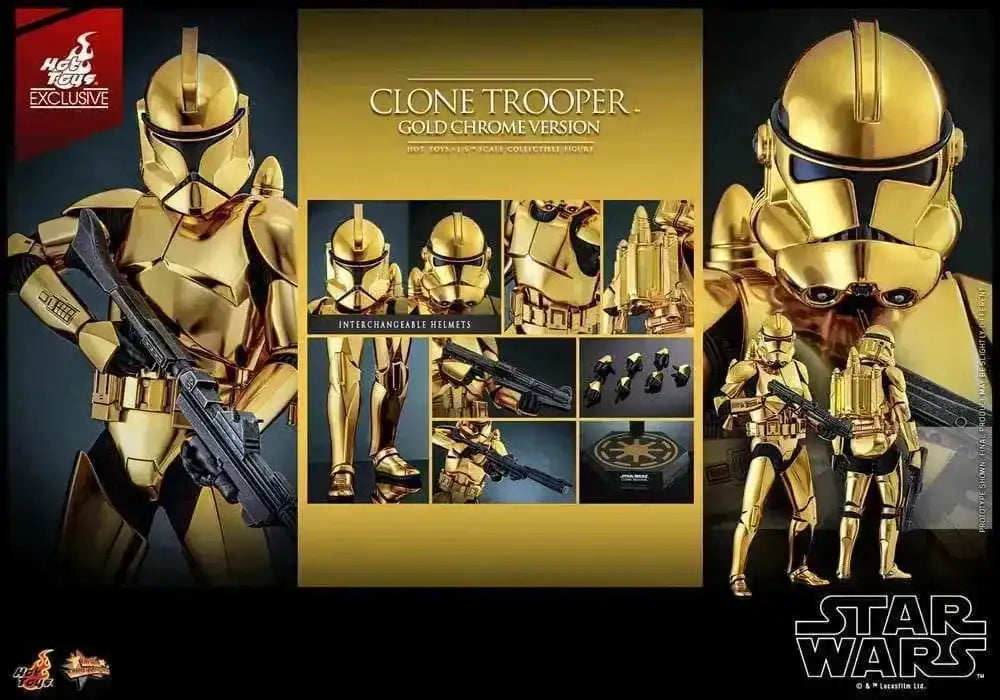 Star Wars 1/6 Clone Trooper (Gold Chrome Version) Exclusive HOT TOYS - Smalltinytoystore