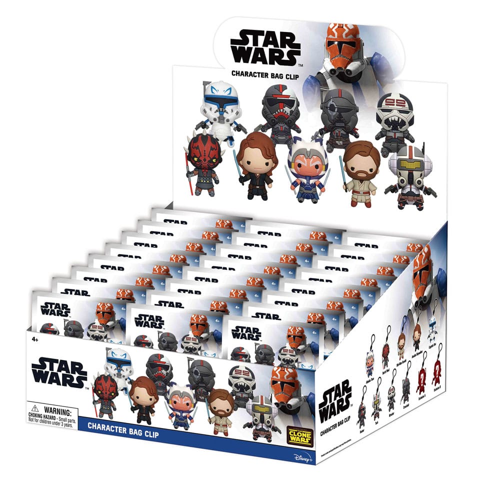 Star Wars Clone Wars 3D PVC-Taschenanhänger Series 4 Display (24) - Smalltinytoystore