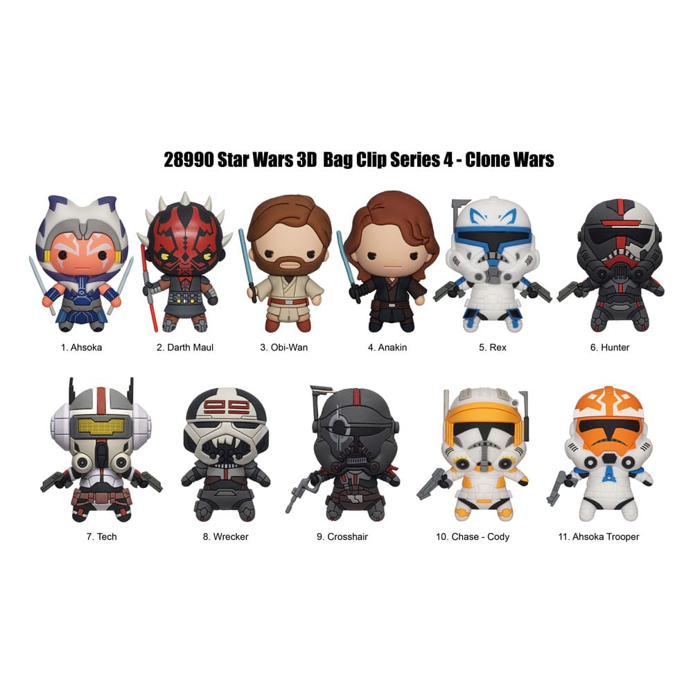 Star Wars Clone Wars 3D PVC-Taschenanhänger Series 4 Display (24) - Smalltinytoystore