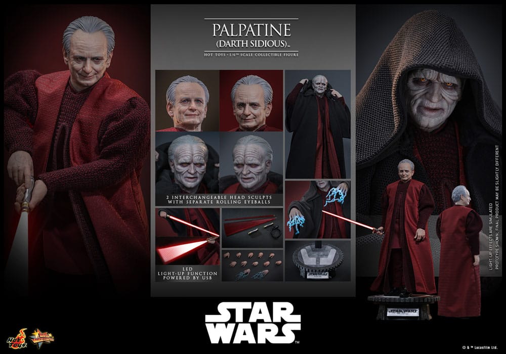 Star Wars Episode III - Die Rache der Sith 1/6 Palpatine (Darth Sidious) HOT TOYS - Smalltinytoystore
