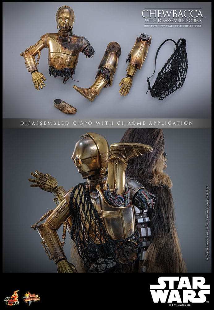 Star Wars Episode V Movie Masterpiece 1/6 Chewbacca with Disassembled C-3PO HOT TOYS - Smalltinytoystore