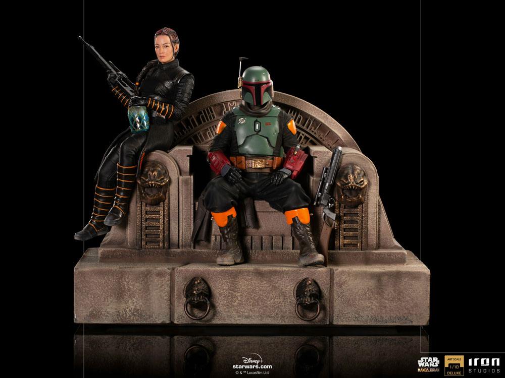 Star Wars The Mandalorian Deluxe Art Scale Statue 1/10 Boba Fett & Fennec on Throne 23 cm - Smalltinytoystore