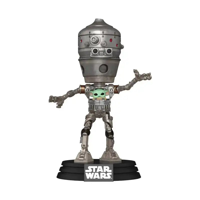 Star Wars: The Mandalorian POP! Deluxe Vinyl Bobblehead Figur IG-12 with Grogu 17 cm - Smalltinytoystore