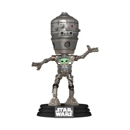 Star Wars: The Mandalorian POP! Deluxe Vinyl Bobblehead Figur IG-12 with Grogu 17 cm - Smalltinytoystore