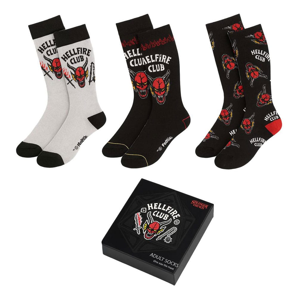 Stranger Things Socken 3er-Pack 38-45 Hellfire Club - Smalltinytoystore