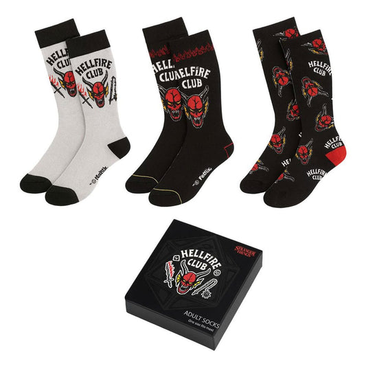 Stranger Things Socken 3er-Pack 38-45 Hellfire Club - Smalltinytoystore