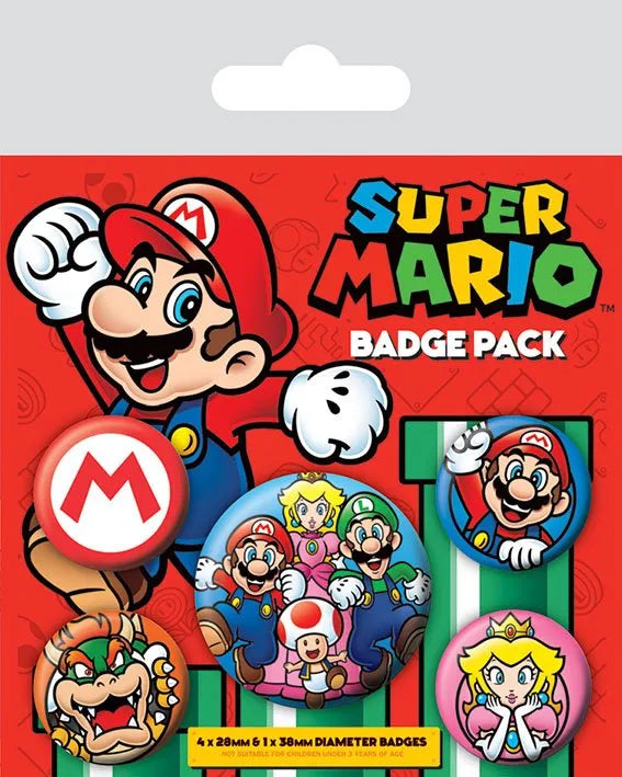 Super Mario Ansteck-Buttons 5er-Pack - Smalltinytoystore