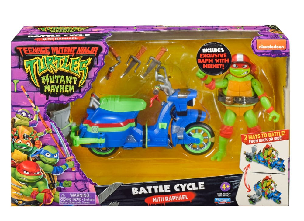 Teenage Mutant Ninja Turtles: Mutant Mayhem Action Figur Raphael & Scooter mit Seitenwagen 11 cm - Smalltinytoystore