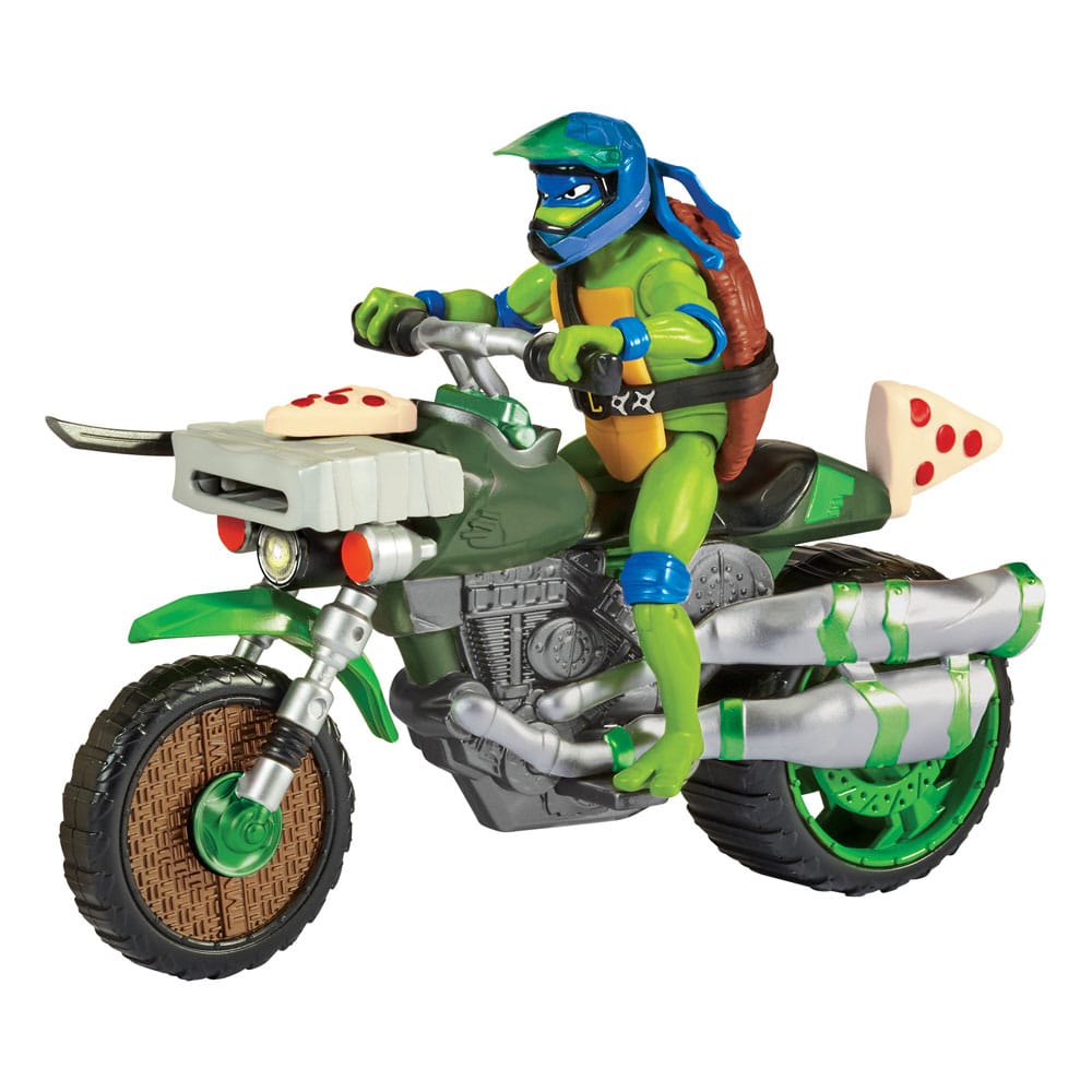 Teenage Mutant Ninja Turtles: Mutant Mayhem Drive N Kick Action Figur Leonardo & Motorrad 11 cm - Smalltinytoystore