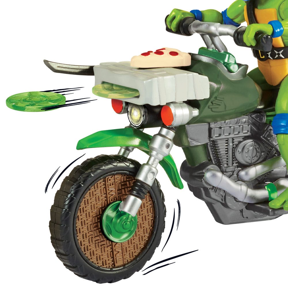 Teenage Mutant Ninja Turtles: Mutant Mayhem Drive N Kick Action Figur Leonardo & Motorrad 11 cm - Smalltinytoystore