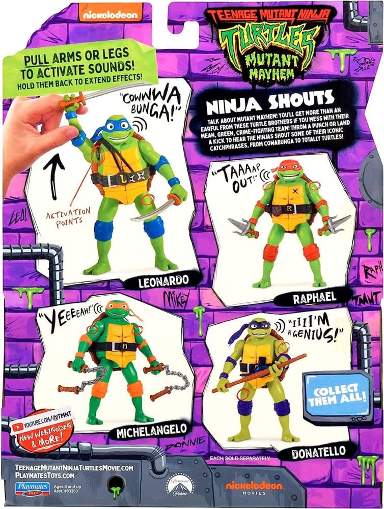 Teenage Mutant Ninja Turtles: Mutant Mayhem Ninja Shouts Action Figur Donatello 14 cm - Smalltinytoystore