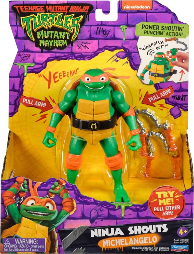 Teenage Mutant Ninja Turtles: Mutant Mayhem Ninja Shouts Action Figur Michelangelo 14 cm - Smalltinytoystore
