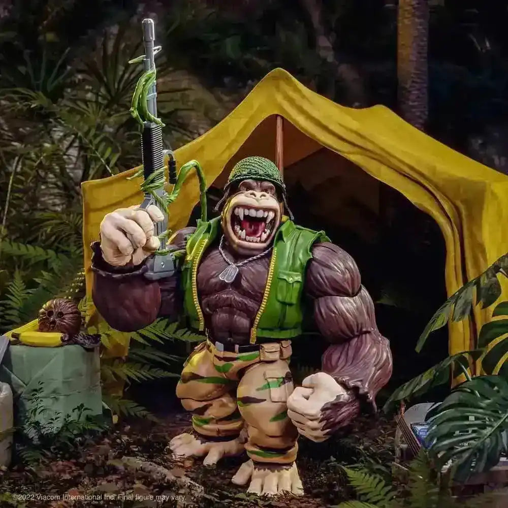 Teenage Mutant Ninja Turtles Ultimates Guerrilla Gorilla Actionfigur 20 cm vor Zelt im Jungle, Smalltinytoystore