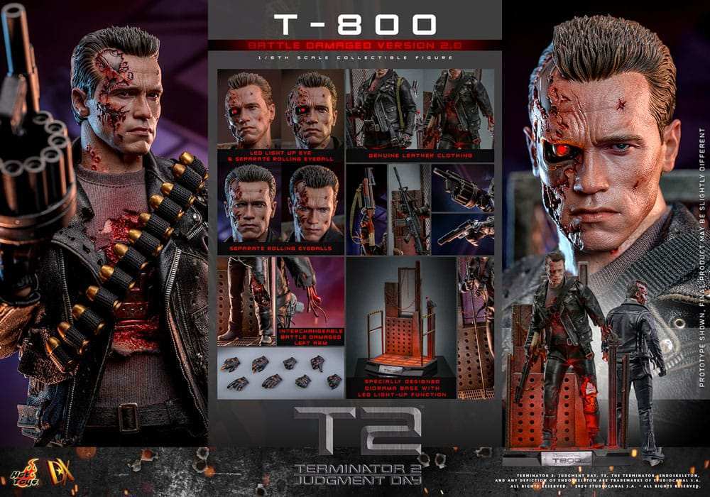 Terminator 2 Movie Masterpiece 1/6 T-800 Battle Damaged Version 2.0 HOT TOYS - Smalltinytoystore