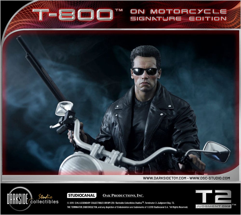 Terminator 2 Statue T-800 On Motorcycle Limited Signature Edition 70 cm - Smalltinytoystore