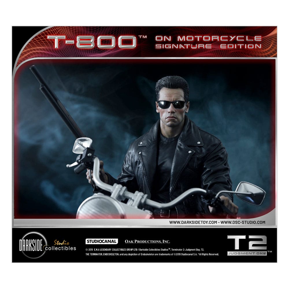 Terminator 2 Statue T-800 On Motorcycle Limited Signature Edition Exclusive 70 cm - Smalltinytoystore