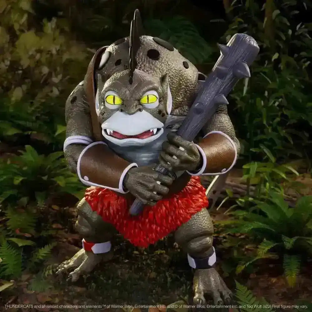 Thundercats Reptilian Brute Actionfigur mit Keule von Smalltinytoystore im Dschungel-Setting