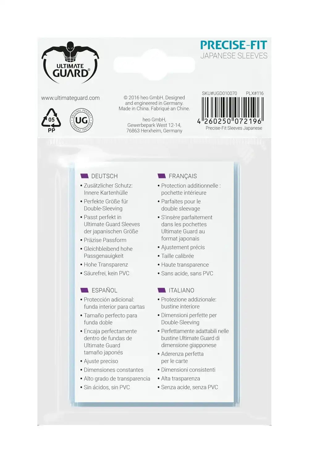 Ultimate Guard Precise-Fit Sleeves Japanische Größe Transparent (100) - Smalltinytoystore