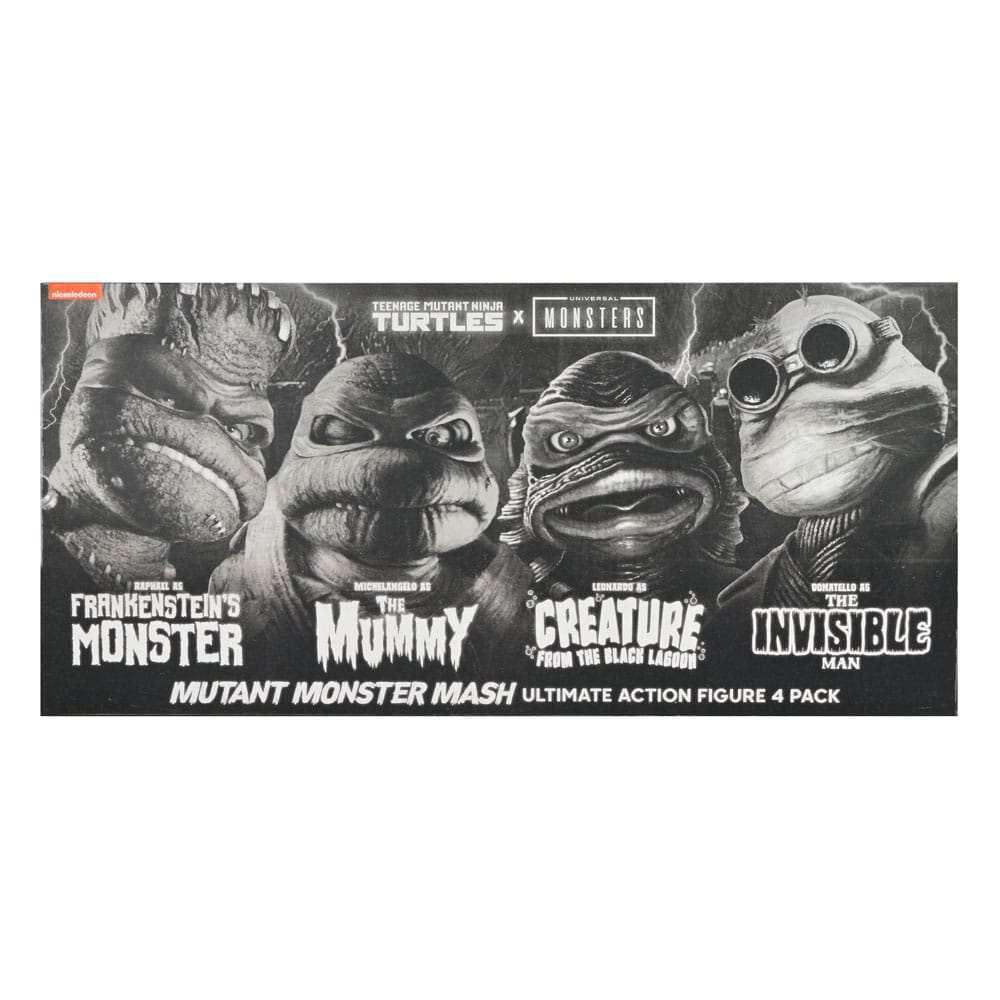Universal Monsters x Teenage Mutant Ninja Turtles 4er-Pack Turtles Black & White - Smalltinytoystore